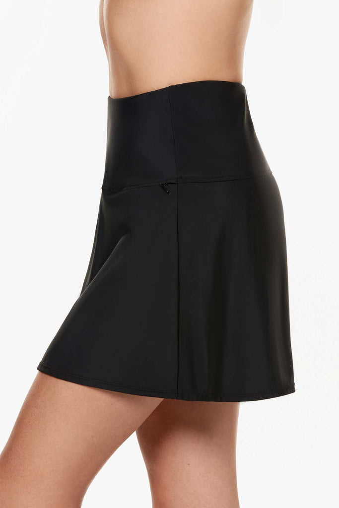 Black tummy control swim skirt