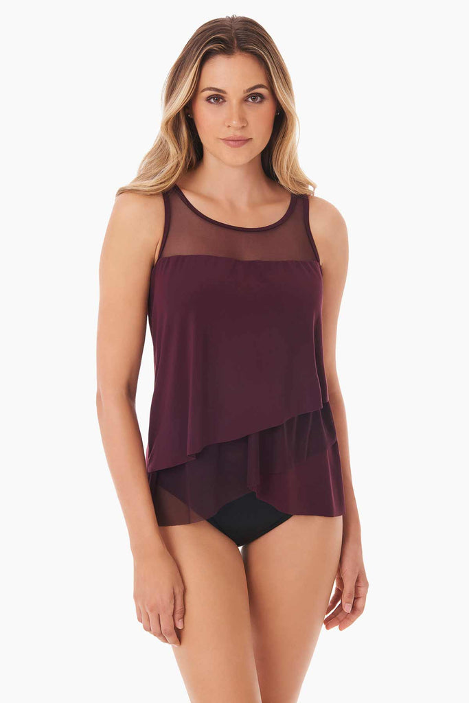 Shiraz color hidden underwire bra tankini top