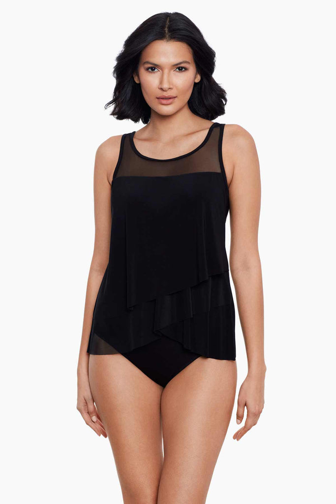 Woman wearing tummy control tankini