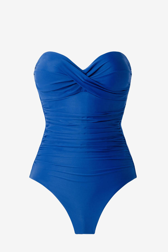 Bandeau one-piece swimsuit in blue