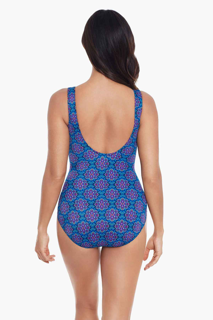 Back view of the Danube Bleu Criss Cross Swimsuit