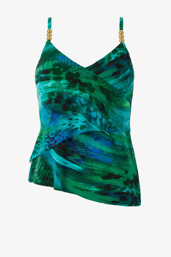 Multicolor tankini top with an abstract print