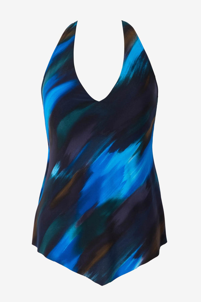 Multicolor tankini top with an abstract print