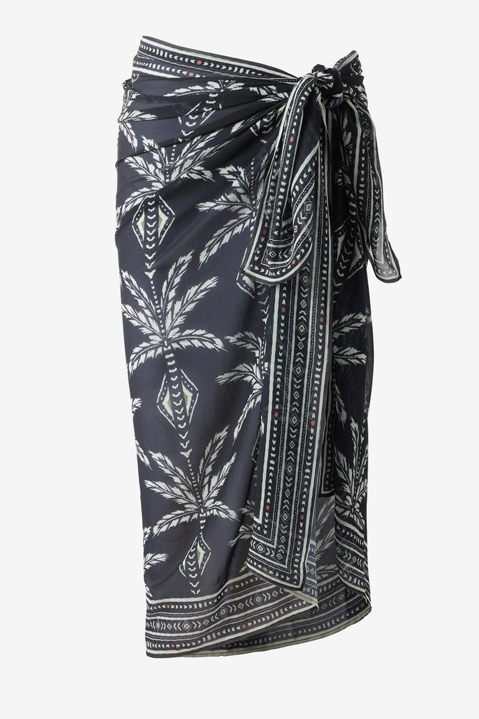 Black and white print swim cover up 