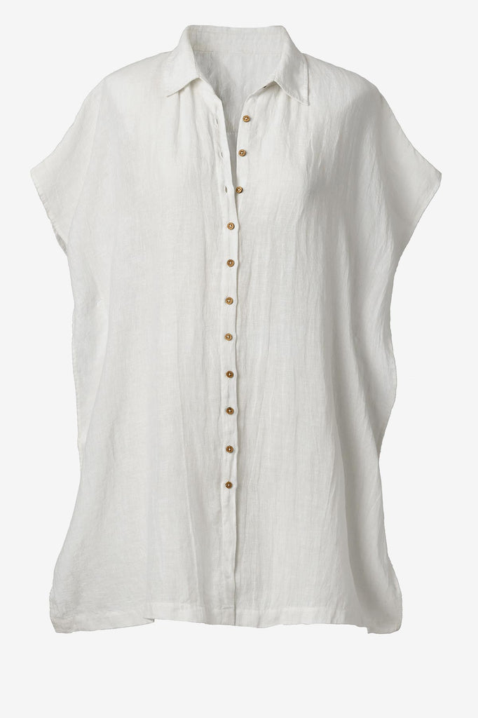 Ivory-colored oversized beach shirt