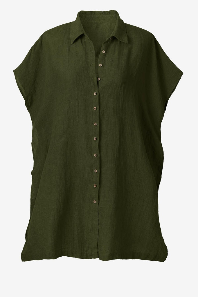 Dark green oversized swim shirt cover up