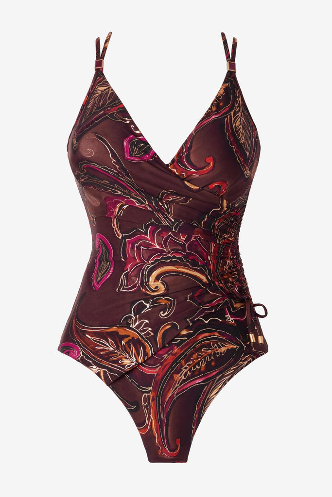 Multicolored paisley printed one-piece swimsuit