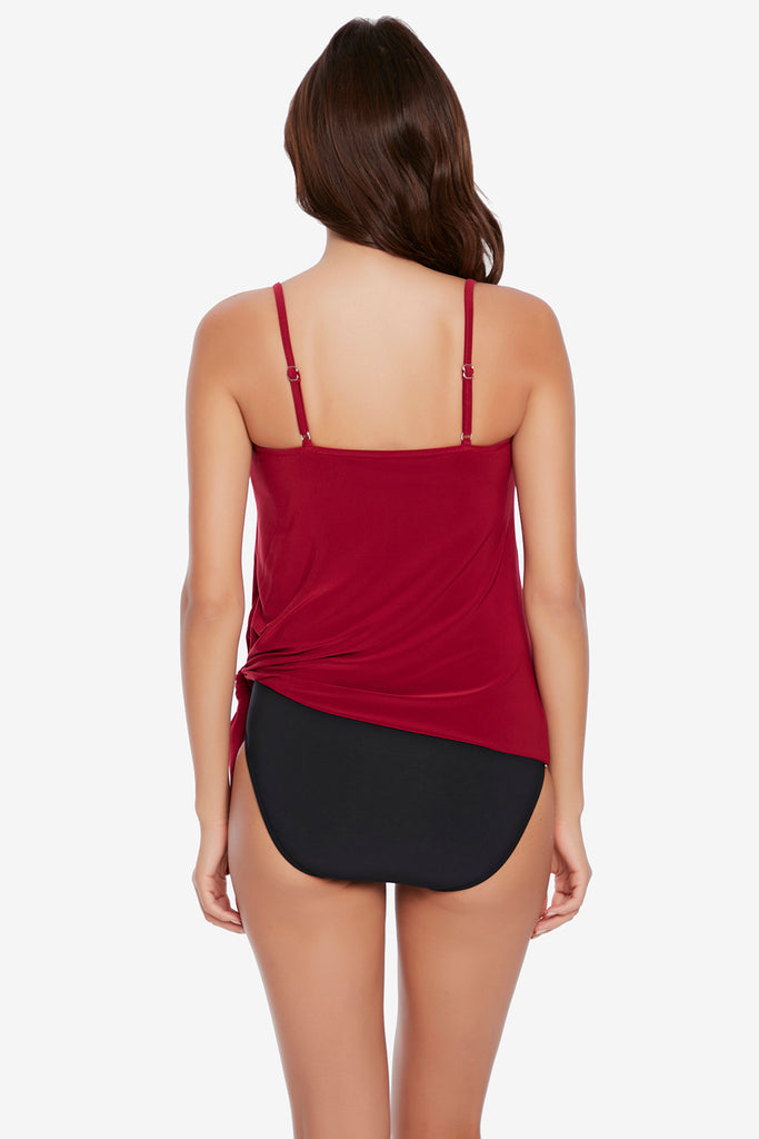 cherry color Full Straight Back tankini