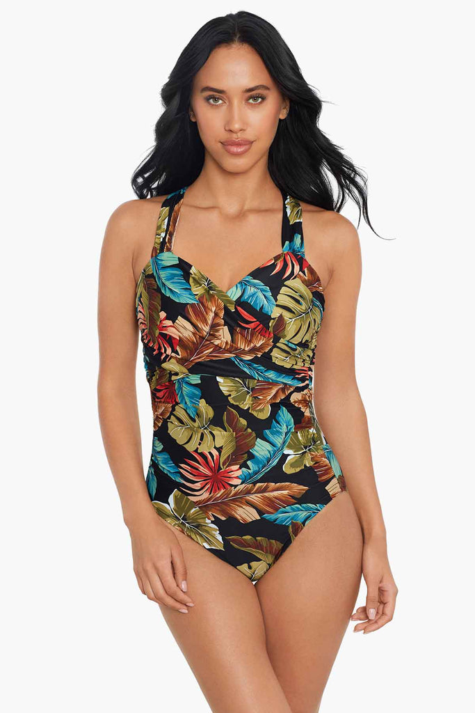 Woman wearing a magic swim suit.