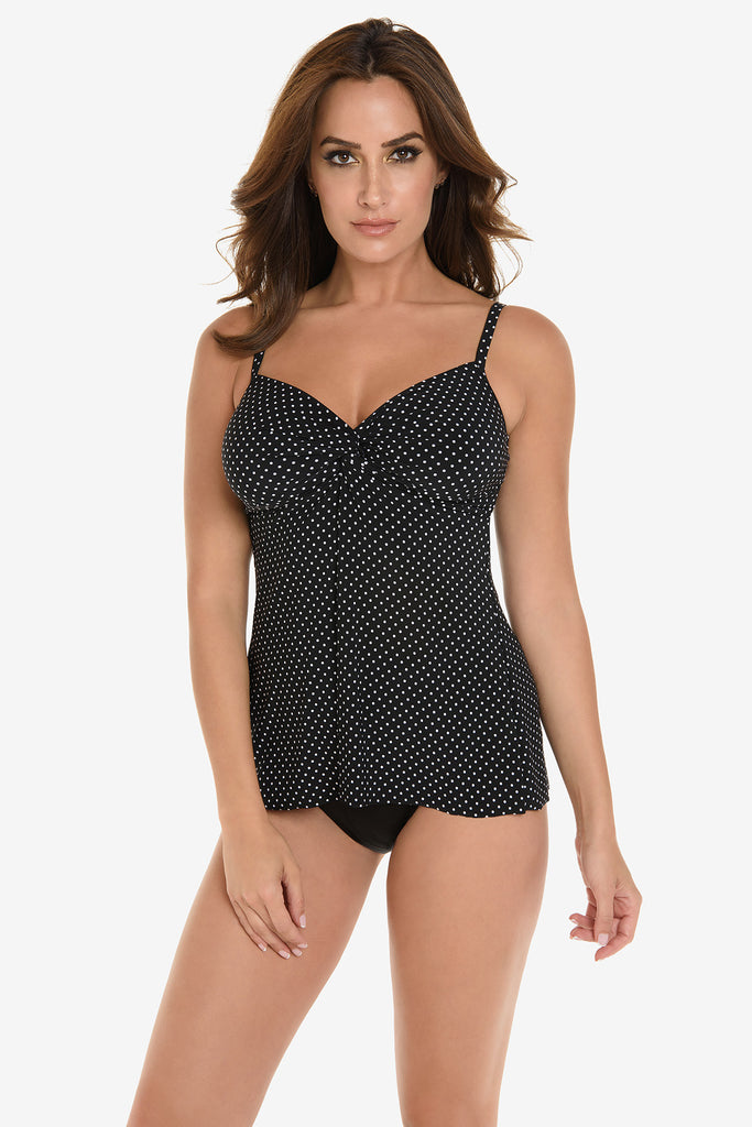 Girl wearing a tankini top.