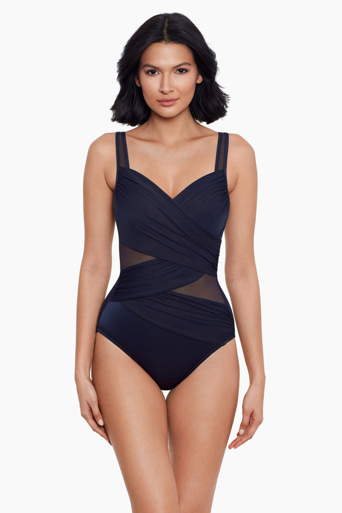 Woman in one piece swim wear.