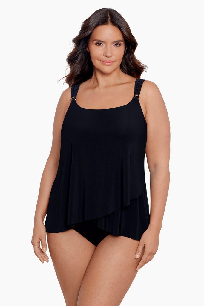 Woman in a slimming tankini top.