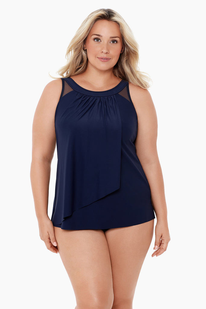 Woman in a tankini swim suit.