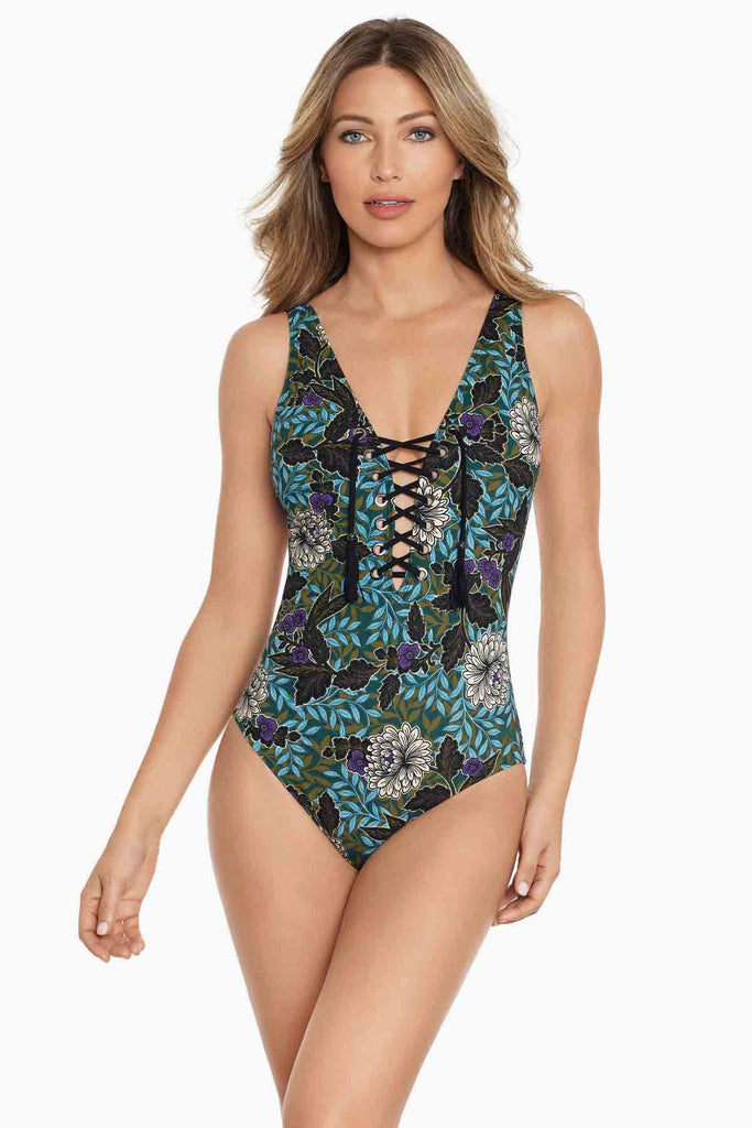 Woman in a amoressa swim suit.