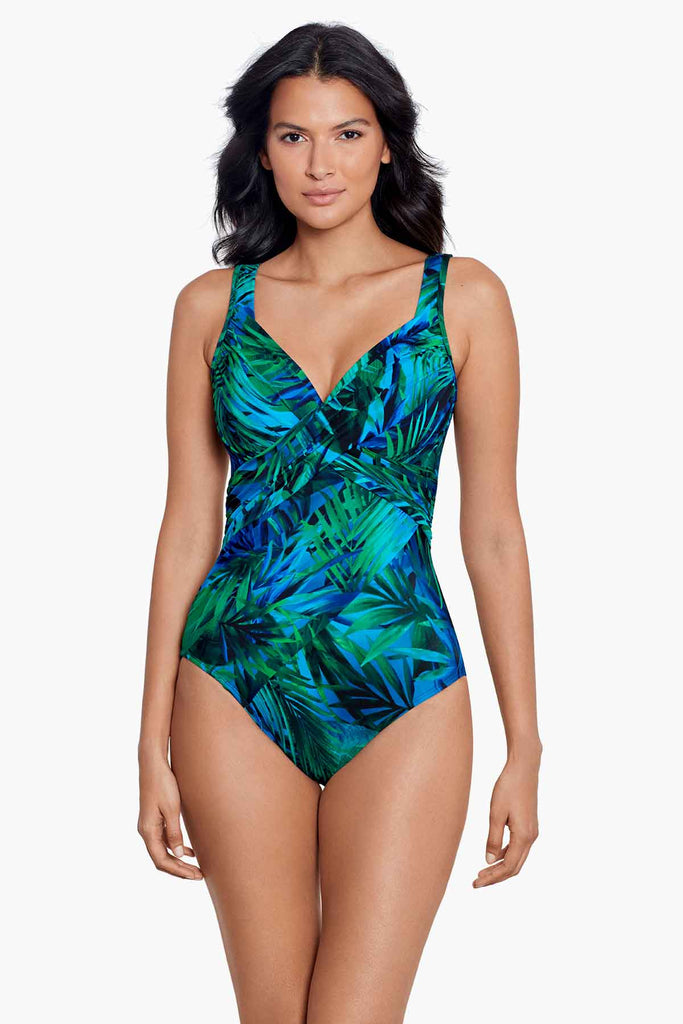 Woman in a miracle one piece swim suit.