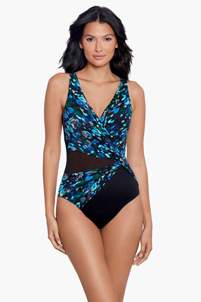 Sophisticated one piece swim suit.